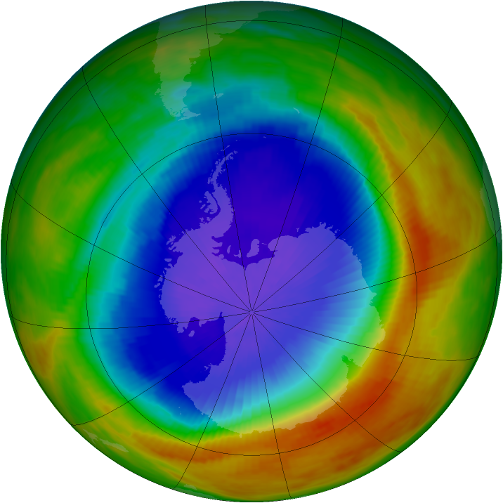 Antarctic ozone map for 15 October 1991